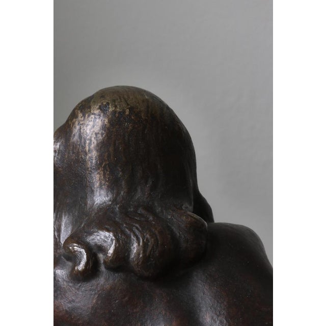 Woman Sculpture Patinated Bronze attributed to Johannes Hansen, Denmark, 1940s For Sale - Image 6 of 18