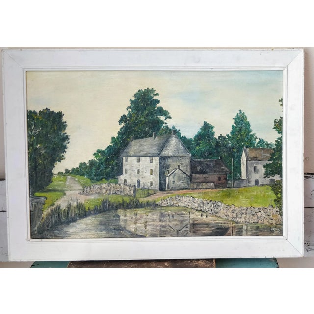 Vintage Derbyshire England Signed Painting by John Straw Tissington Pond For Sale - Image 10 of 11