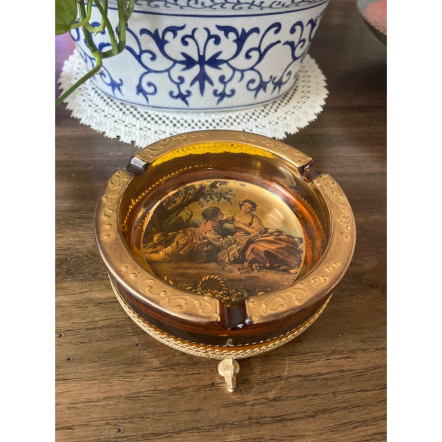 Vintage Amber Glass Ashtray Made in Italy For Sale In Dallas - Image 6 of 6