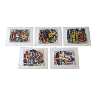 Vintage Mid 20th Century Fernand Leger Signed Limited Edition Cubist Lithographs - Set of 5 For Sale