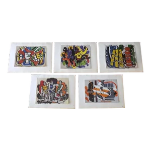 Vintage Mid 20th Century Fernand Leger Signed Limited Edition Cubist Lithographs - Set of 5