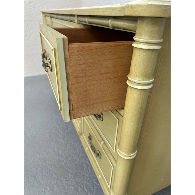 Wood Mid 20th Century Henry Link Faux Bamboo Bali Hai 9 Draw Dresser For Sale - Image 7 of 9