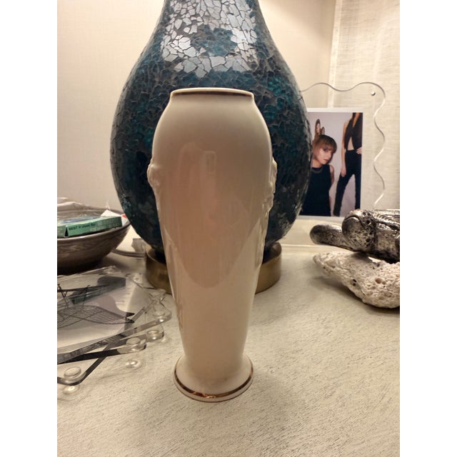 Ivory Vintage Lenox Rose Blossom Vase Crafted From Ivory Porcelain With 24k Gold Trim. For Sale - Image 8 of 11