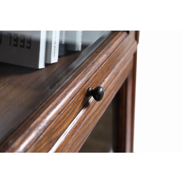 Mission Narrow Barrister Bookcase - Beveled Glass - Micheals Cherry For Sale - Image 10 of 17