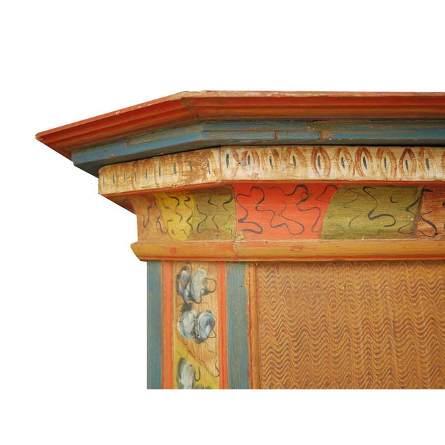 Alpine Blue Floral Painted Cupboard For Sale - Image 12 of 18
