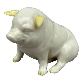 Vintage Irish Belleek Porcelain Pig For Sale
