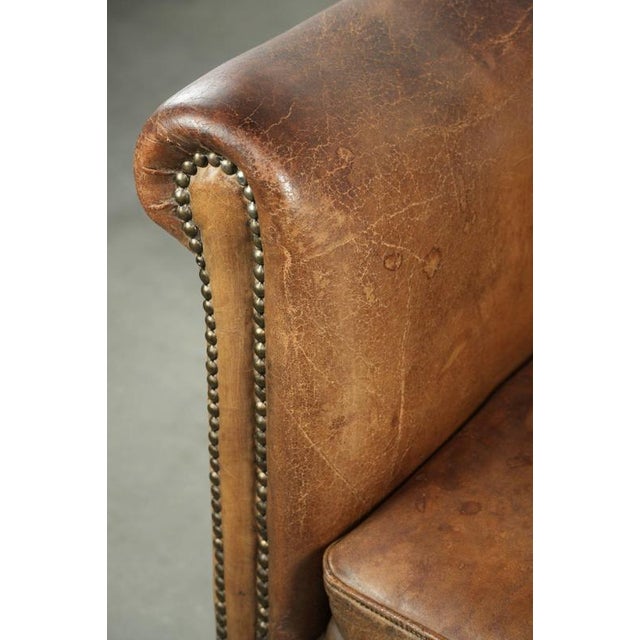 Vintage Sheepskin Club Armchair For Sale - Image 10 of 18