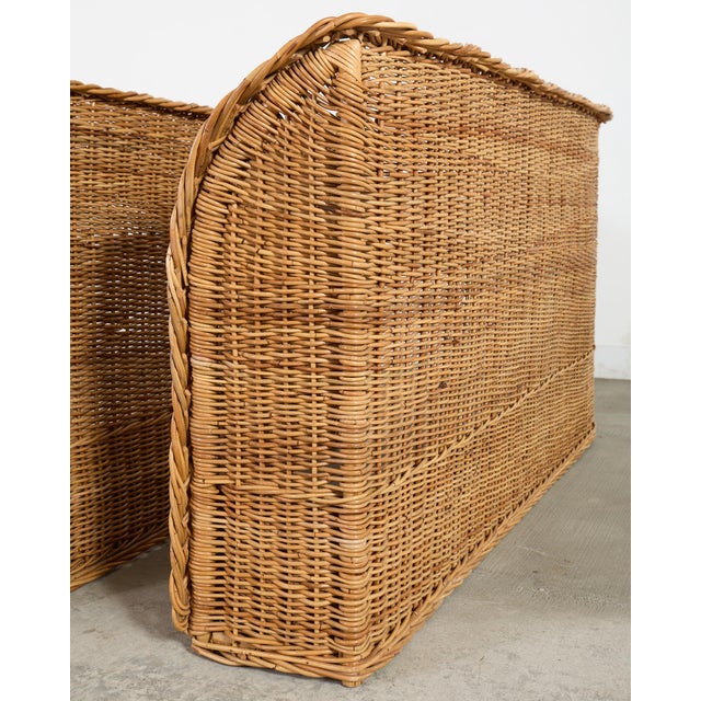 Pair of Organic Modern Woven Rattan Wicker Wingback Headboards For Sale - Image 11 of 17