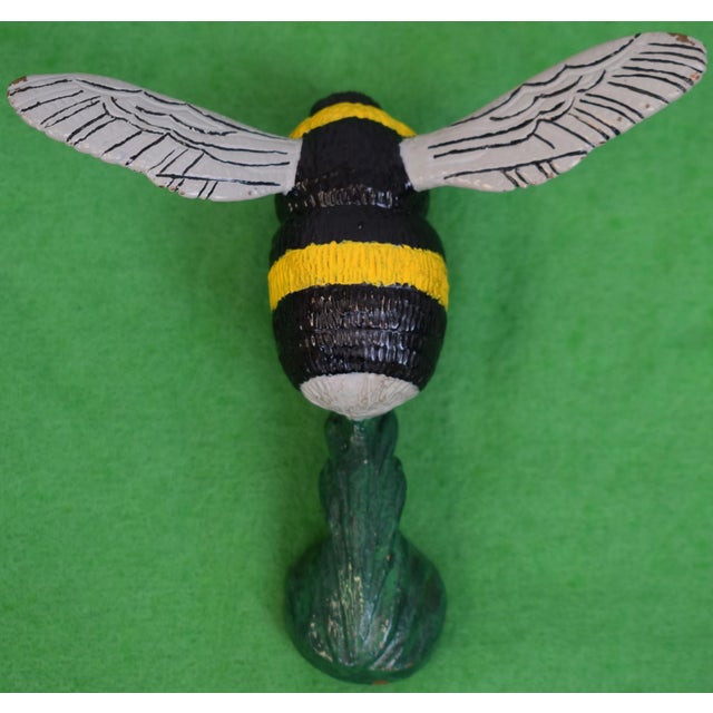 Traditional Lejeune Enamel Painted Bee. Bumble Bee Hood Ornament/ Car Mascot For Sale - Image 3 of 5