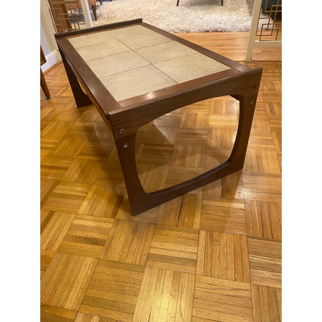 1960s Danish Modern Stone Tile-Top Coffee Table For Sale - Image 4 of 8