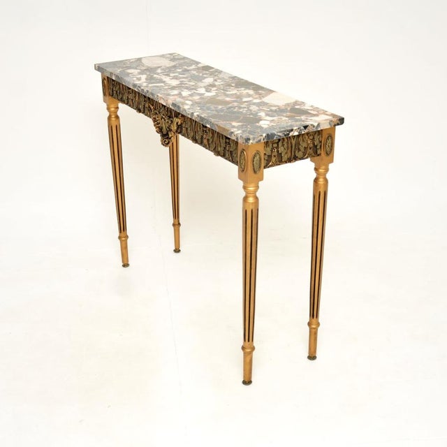 Vintage French Console Table in Gilt Wood with Marble Top, 1930 For Sale - Image 3 of 8
