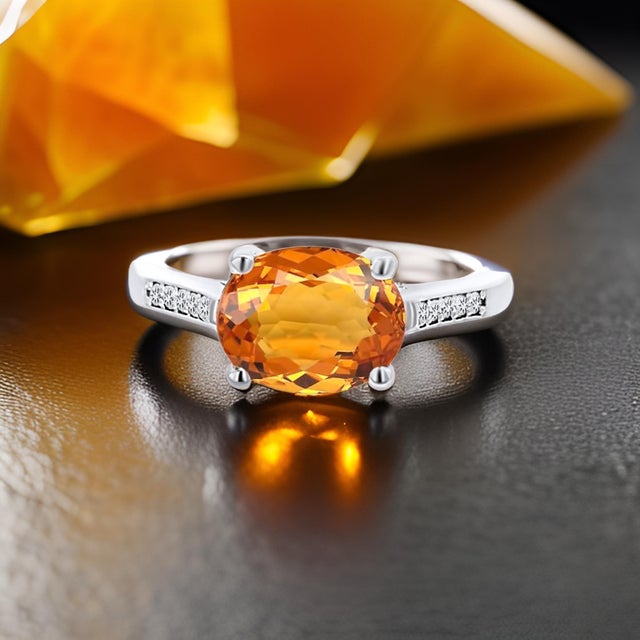 Natural Orange Sapphire Diamond Ring 6.75 14k W Gold 2.6 TCW Certified For Sale - Image 15 of 18