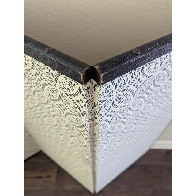 Japanese Four-Panel Screen Cherry Blossoms on Silk For Sale - Image 9 of 14