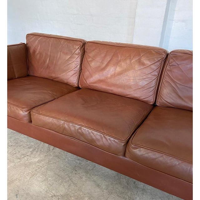 Mid-Century Danish Cognac Leather 3-Seater Sofa by Mogens Hansen, 1960s For Sale - Image 6 of 18