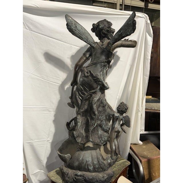 Antique Bronze Fountain of Fairy with Angels, 1890s For Sale - Image 11 of 12