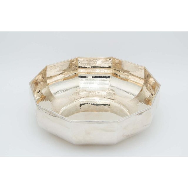 Decagonal Hammered Silver Fruit Bowl For Sale - Image 4 of 4
