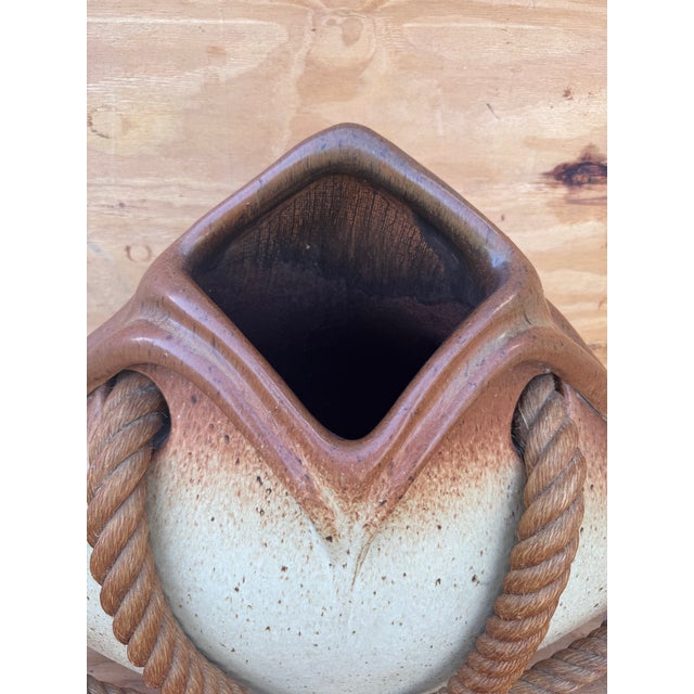 Modern Colossal Gigantic Art Pottery and Nautical Rope Vase Signed Hammer For Sale - Image 3 of 11