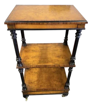 Italian Burled Wood and Black Triple Shelf