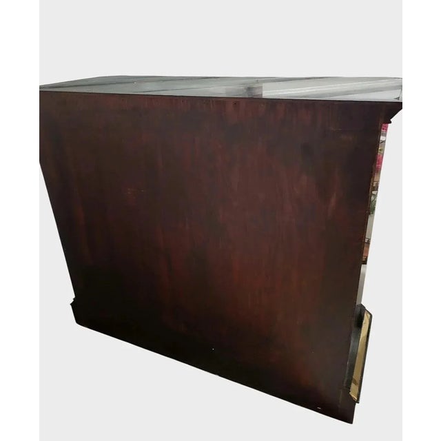 Black Rare Vintage Oversized Chinoiserie Emperor Verre Eglomise Black Mirrored Brass Painted 4 Drawer Chests Commodes- A Pair For Sale - Image 8 of 18