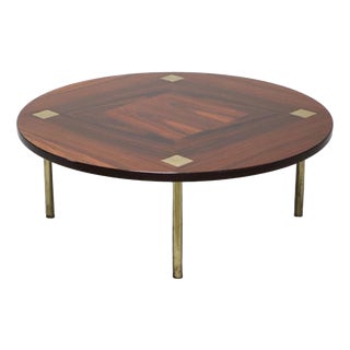Low Table in Wood and Brass by Ettore Sottsass for Poltronova, 1950s For Sale