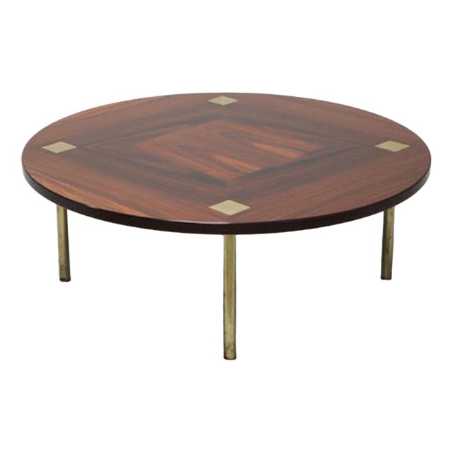 Low Table in Wood and Brass by Ettore Sottsass for Poltronova, 1950s For Sale