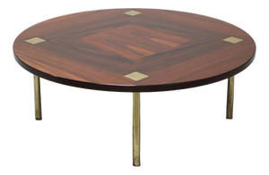 Low Table in Wood and Brass by Ettore Sottsass for Poltronova, 1950s