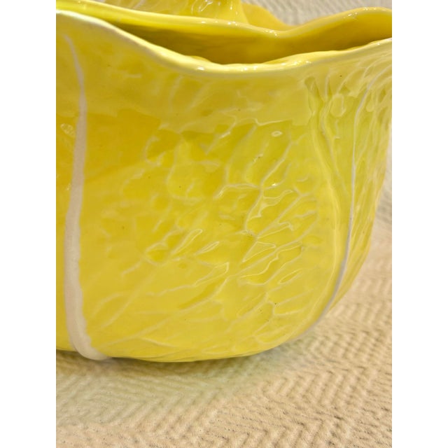 Mid 20th Century Italian Large Yellow Majolica Cabbage Ware Tureen With Lid and Ladle For Sale In New Orleans - Image 6 of 12