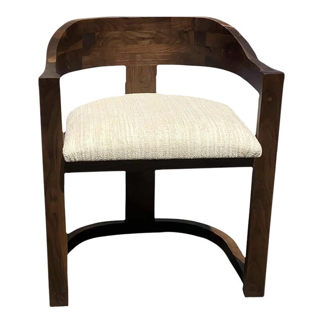 Solid Walnut Dining Chair in Manner of Onassis Chair by Karl Springer Mid-Century Modern For Sale
