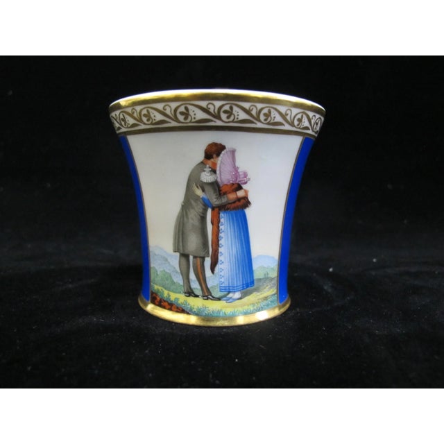 Ceramic KPM Berling 19thc Biedermeir Couple Lovers Portrait Hand Painted Porcelain Cup For Sale - Image 7 of 8