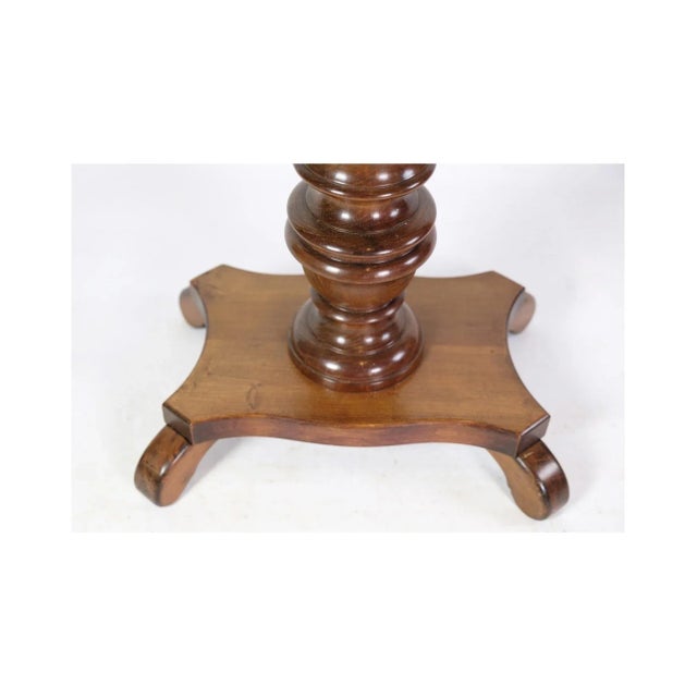 Mahogany Oval Sewing Lamp Table on Pillar For Sale - Image 3 of 7