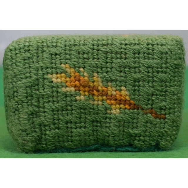 Traditional Needlepoint Celadon Green Brick Doorstop W/ American Eagle Shield Crest For Sale - Image 3 of 4