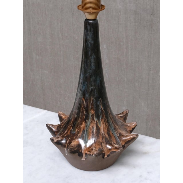 Textile Sculptural Glazed Ceramic Table Lamp from Niels Preben Larsen, Denmark, 1967 For Sale - Image 7 of 12