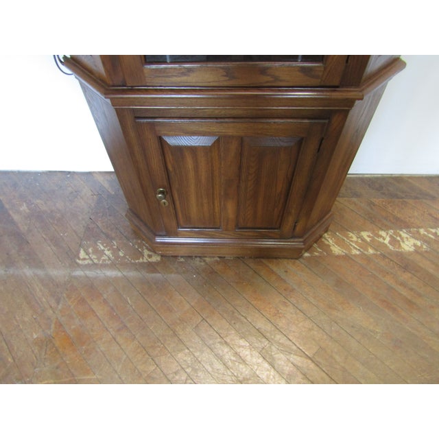 Pennsylvania House Pennsylvania House Solid Oak Leaded Glass Corner Cabinet For Sale - Image 4 of 9