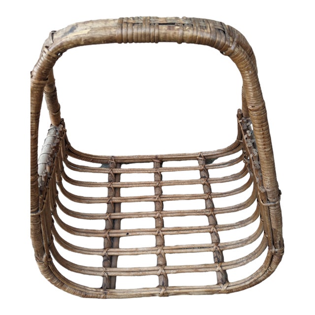 Vintage Coastal Boho Chic Magazine Log Holder Basket Chairish