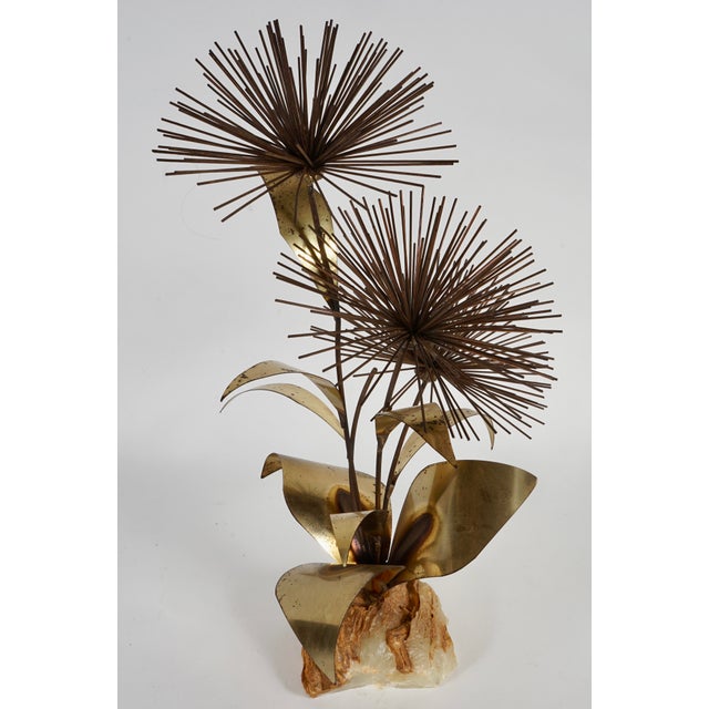 Brutalist Vintage Mid Century Mario Jason Brutalist Metal Flower Sculpture For Sale - Image 3 of 5