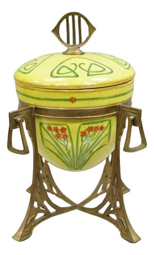 Late 20th Century Repro Art Nouveau Lidded Serving Dish Sugar Bowl Tureen on Stand After WMF