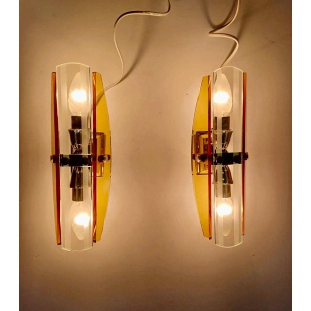 Vintage Wall Lights in Orange Glass from Veca, 1960, Set of 2 For Sale - Image 4 of 8