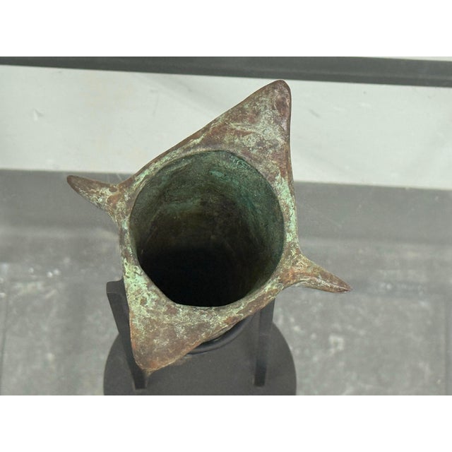 Sculptural Metal Vase + Stand, Vintage For Sale In San Francisco - Image 6 of 12