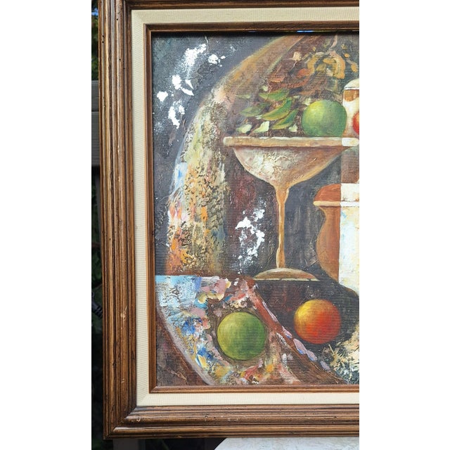 Burnt Umber mos202629.99 Folk Art Abstract Still Life Oil Painting For Sale - Image 8 of 12