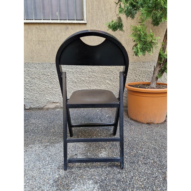 Tric Folding Chairs in Black Lacquered Wood by Achille and Pier Giacomo Castiglioni for BBB Bonacina, 1970s, Set of 4 For Sale - Image 10 of 15