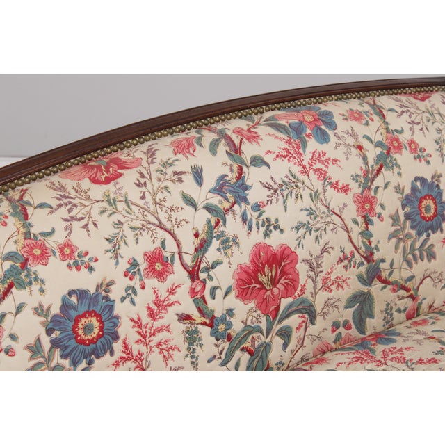 1980s Hickory Chair Mahogany Frame Sheridan Style Loveseat Settee For Sale - Image 5 of 17