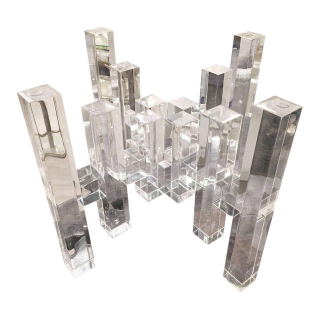 Lucite Skyscraper Architectural Columns Coffee Cocktail Table | Chairish
