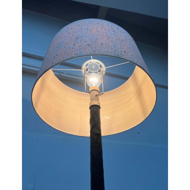 Black Mid-Century Modern Danish Model Flet Leather Floor Lamp by Jo Hammerborg for Fog & Morup, 1960s For Sale - Image 8 of 18