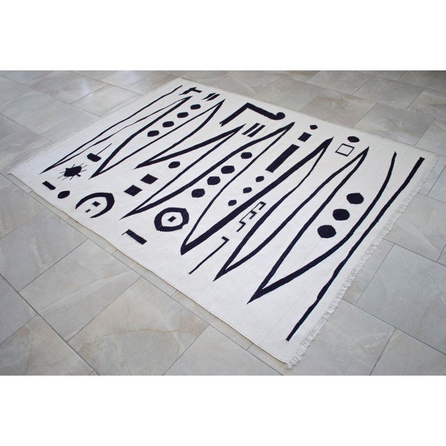 White Paul Klee - Heroic Strokes of the Bow - Inspired Silk Hand Woven Area - Wall Rug 5′ × 6′9″ For Sale - Image 8 of 14