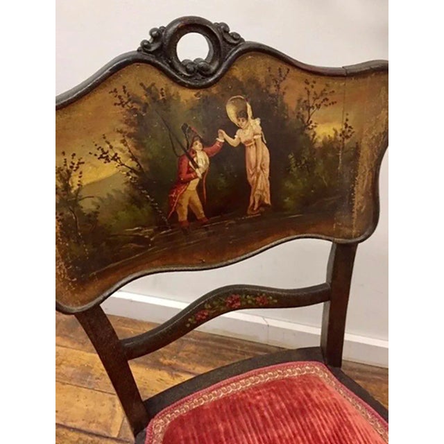Figurative Antique Hand Painted Side Chair For Sale - Image 3 of 4