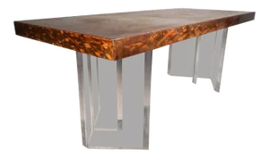 Mid-Century Modern Metal and Lucite Dining Table