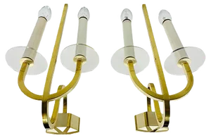 Brass and Glass Sconces, 1960s, Germany, Set of 2