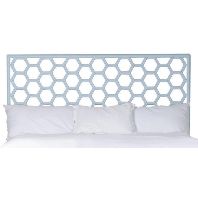 Honeycomb Platform Bed King, Light Blue For Sale In West Palm - Image 6 of 6