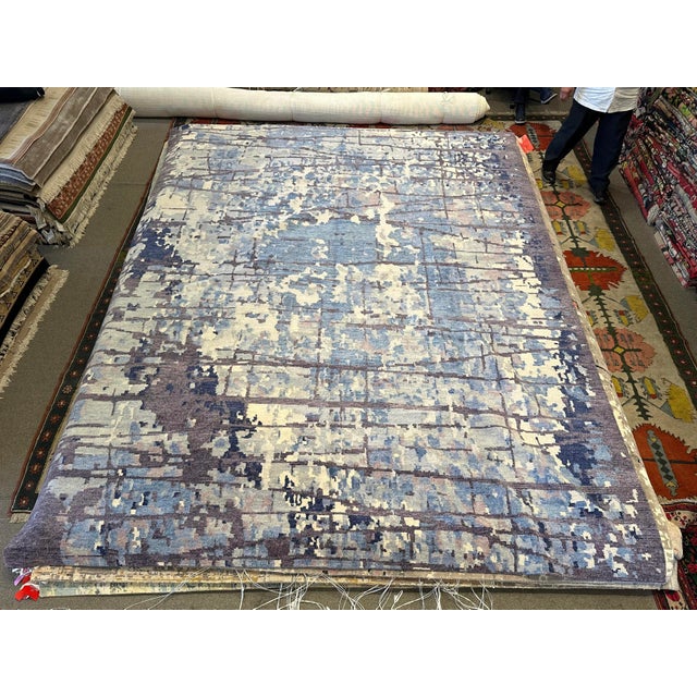 2010s Modern Abstract Nepalese Handspun Wool Rug, 10x14 For Sale - Image 5 of 5