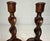 19th Century Pair Antique 19th Century Barley Twist English Wood Candlesticks Candle Holders For Sale - Image 5 of 12